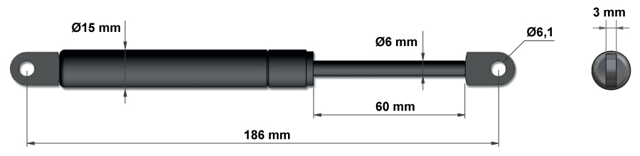 Plinska opruga za kuhinjska vrata – dimenzije – model 2a